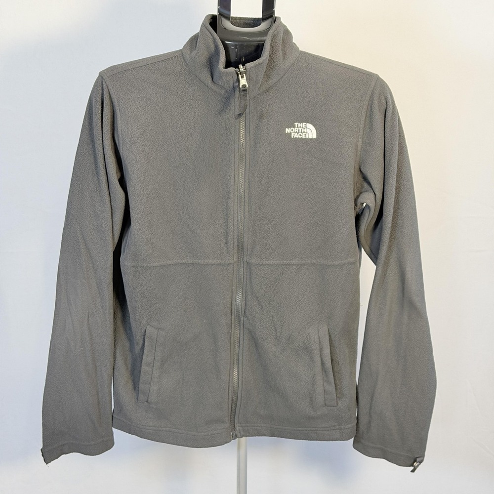 The North Face Sweatshirt Youth XL Gray Full Zip Fleece Pockets Logo High Neck